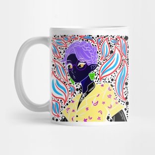 the demon witch girl in ecopop art with kawaii stars and leaves Mug